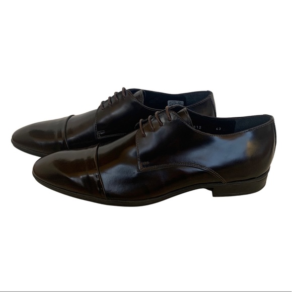 Cerruti 1881 Dark Brown Leather Cap Toe Shoes - Picture 2 of 6